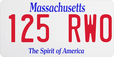 MA license plate 125RW0
