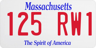 MA license plate 125RW1