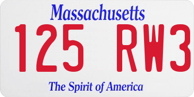 MA license plate 125RW3