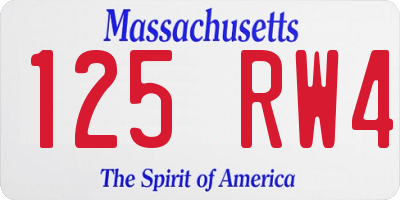 MA license plate 125RW4