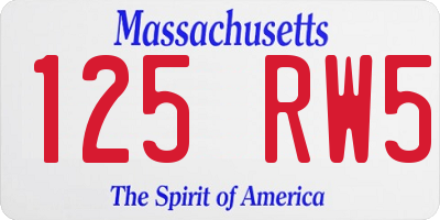 MA license plate 125RW5