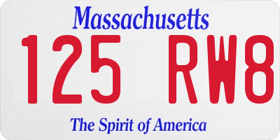 MA license plate 125RW8