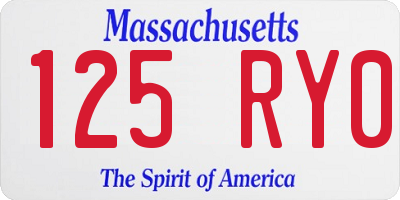 MA license plate 125RY0