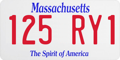 MA license plate 125RY1