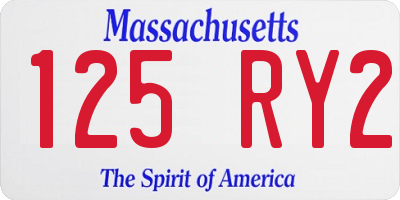 MA license plate 125RY2