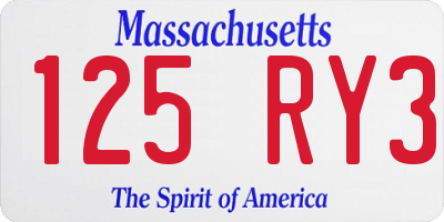 MA license plate 125RY3