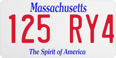 MA license plate 125RY4