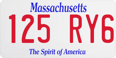 MA license plate 125RY6