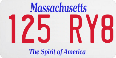 MA license plate 125RY8