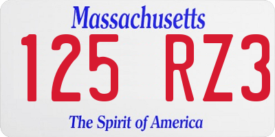 MA license plate 125RZ3