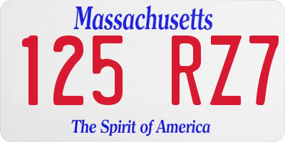 MA license plate 125RZ7