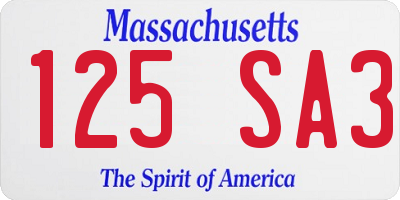 MA license plate 125SA3