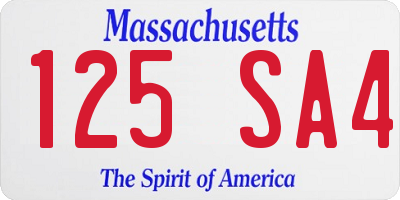 MA license plate 125SA4