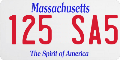 MA license plate 125SA5