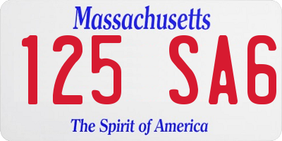 MA license plate 125SA6