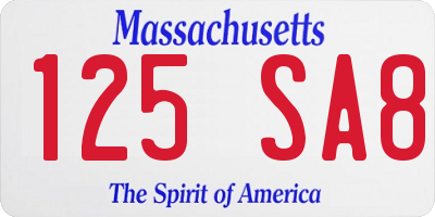 MA license plate 125SA8