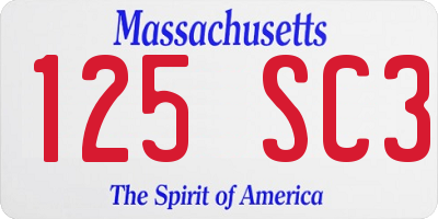 MA license plate 125SC3