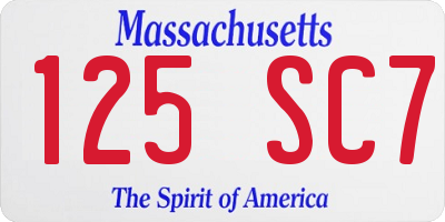 MA license plate 125SC7