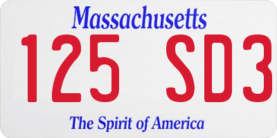 MA license plate 125SD3