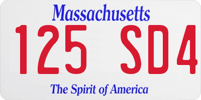 MA license plate 125SD4