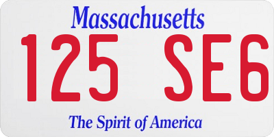 MA license plate 125SE6
