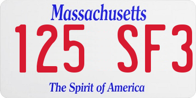MA license plate 125SF3