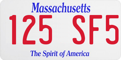MA license plate 125SF5