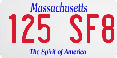 MA license plate 125SF8