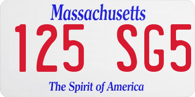 MA license plate 125SG5