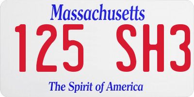MA license plate 125SH3