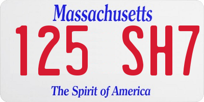 MA license plate 125SH7