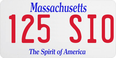 MA license plate 125SI0