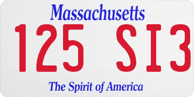 MA license plate 125SI3