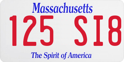 MA license plate 125SI8