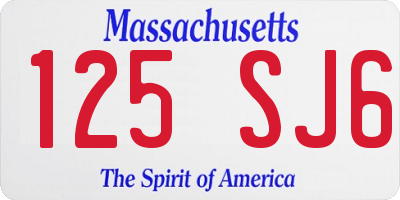 MA license plate 125SJ6