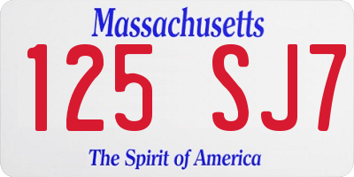 MA license plate 125SJ7