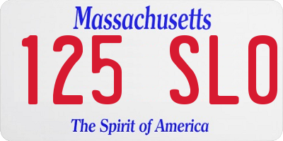 MA license plate 125SL0