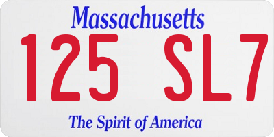 MA license plate 125SL7