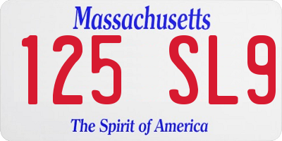 MA license plate 125SL9