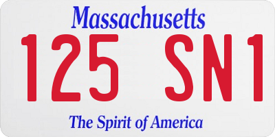 MA license plate 125SN1