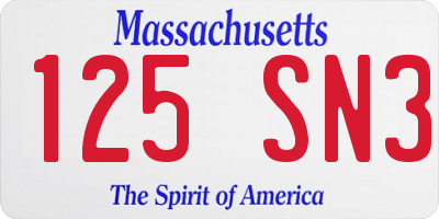 MA license plate 125SN3