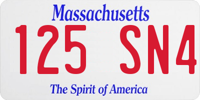 MA license plate 125SN4