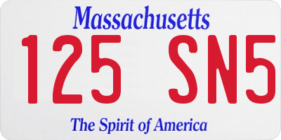 MA license plate 125SN5
