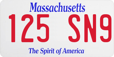 MA license plate 125SN9