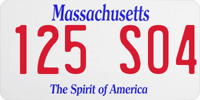 MA license plate 125SO4