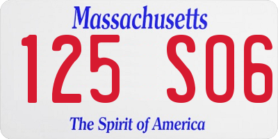 MA license plate 125SO6