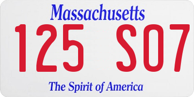 MA license plate 125SO7