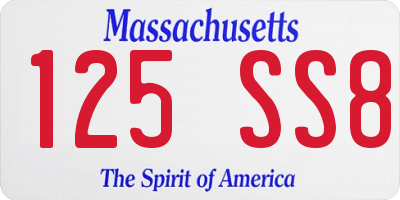 MA license plate 125SS8