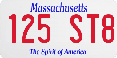 MA license plate 125ST8