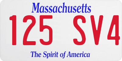 MA license plate 125SV4